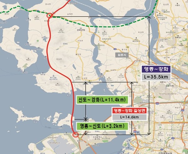 영종도∼신도∼강화도 평화도로 위치도[인천시 제공. 재판매 및 DB 금지]