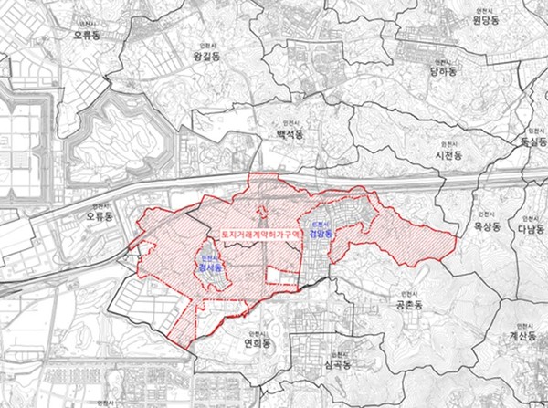 11월 5일 해제되는 서구 검암·경서동 일원 토지거래허가구역(자료제공=인천시)