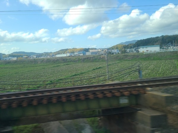 열차안에서 보이는 일본의 봄. 우리보다 한 보름쯤 빨리 봄이 오는 듯 싶었다. 파릇파릇 새싹이 올라왔다.